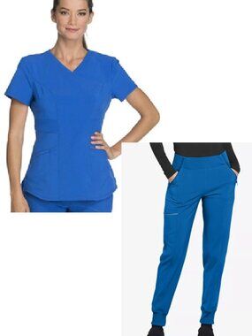Cherokee Infinity V Neck Scrub Top Jogger Pants Royal Blue Set M Tall